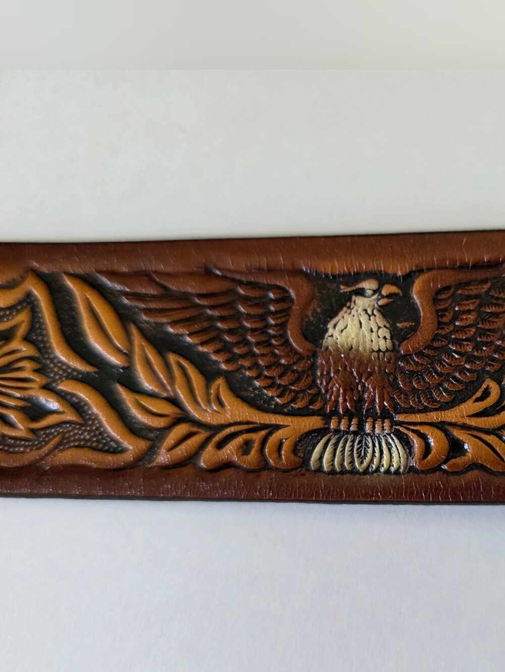 Vintage Tooled Leather American Eagle Belt USA Made Womens Size 36 Western - Picture 8 of 9